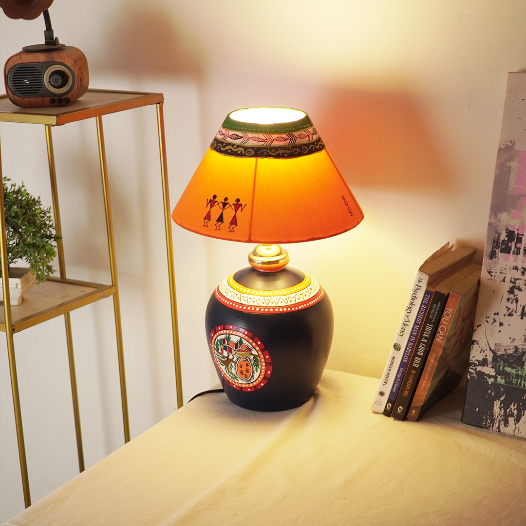 Sunset Tribe Table Lamp – Handpainted Ethnic Decor Light