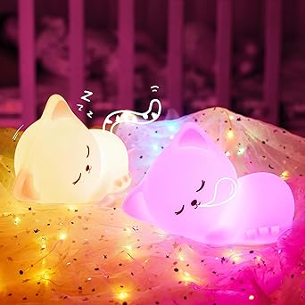 Soft Silicone Cat Seven Colors LED Night Light