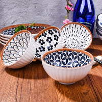 Monochrome Elegance Ceramic Bowls – Set of 4 (11.5cm, 265ml each)