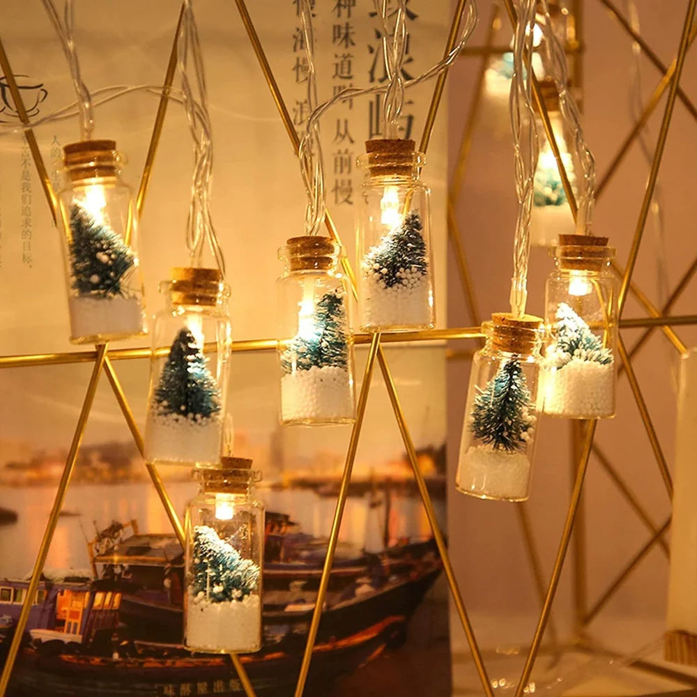 Christmas Tree Light Glass Bottle Pedant for Christmas New Year DIY Table Indoor Outdoor Decoration