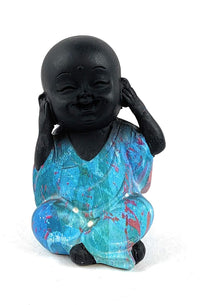 Polyresin Little Baby Monks Buddha (Standard, Black) - 3 Piece