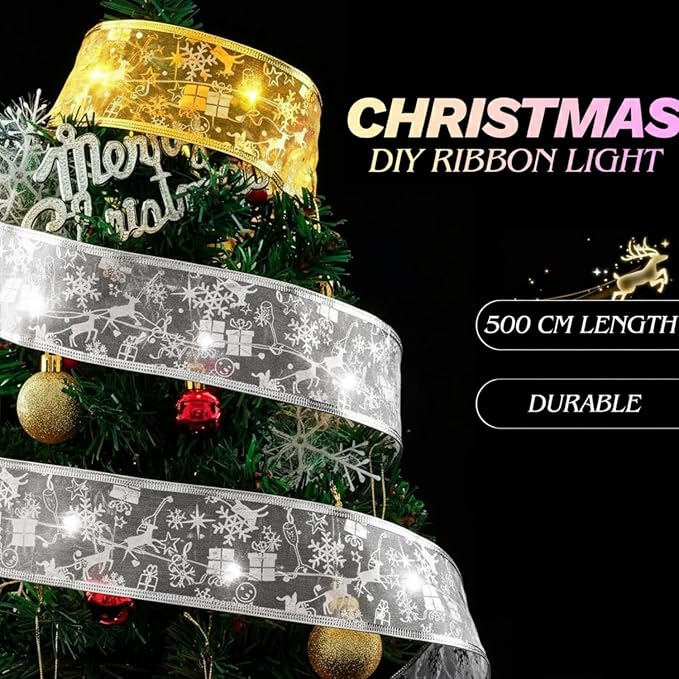 Christmas Decor Ribbon with LED Lights
