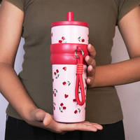 Cherry Blossom Stainless Steel Insulated Tumbler with Straw & Carry Loop