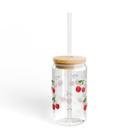 Personalized Red Cherry Glass coffee Tumbler