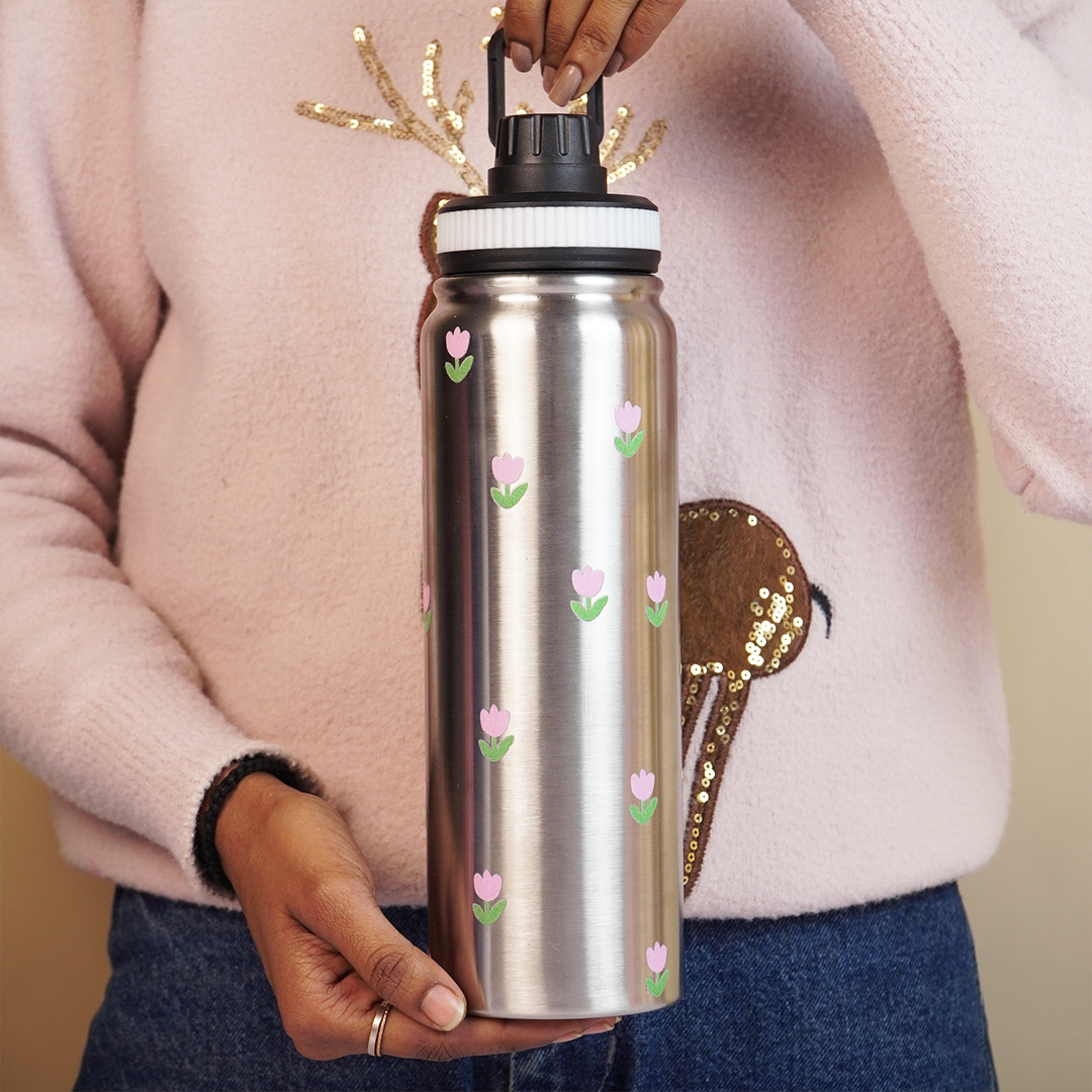 Stainless Steel Floral Printed Water Bottle