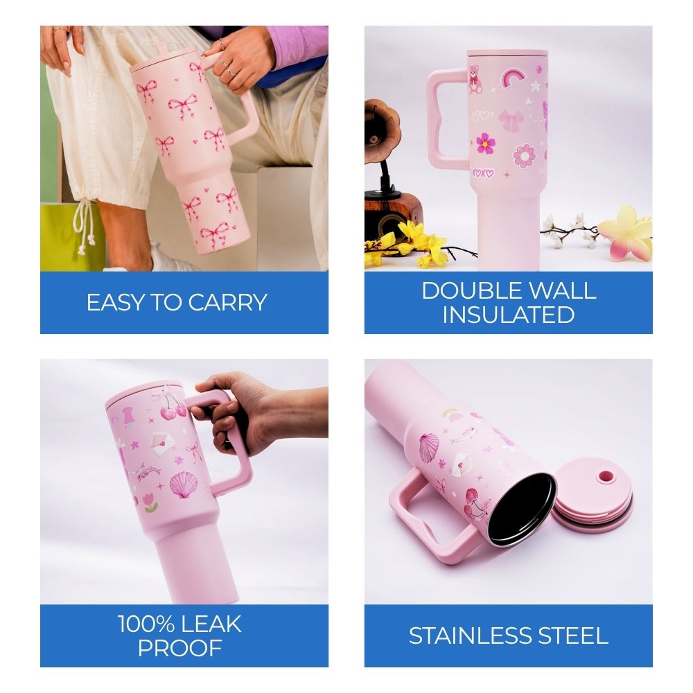 Cute Pink Kawaii Travel Insulated Tumbler