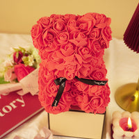 Rose Teddy Bear – Romantic Artificial Flower Bear Gift for Love & Special Moments