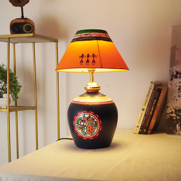Sunset Tribe Table Lamp – Handpainted Ethnic Decor Light