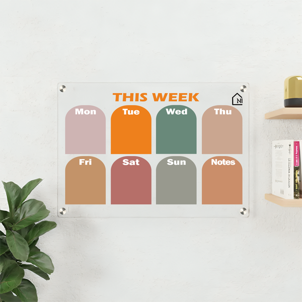 Modern Acrylic Weekly Wall Planner – Reusable Dry Erase Organizer Board with Notes Section | Home, Office & Study Wall Décor
