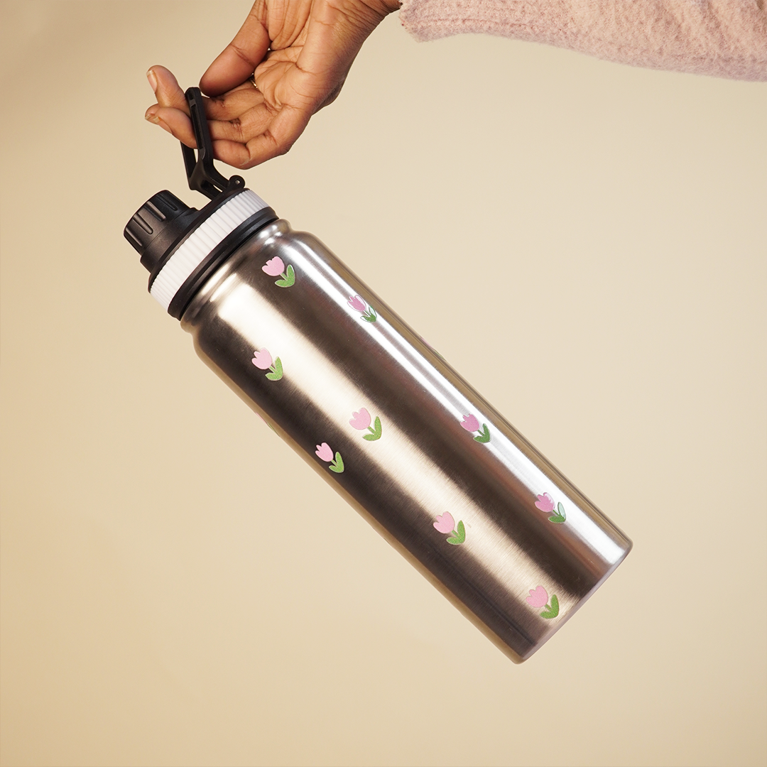 Stainless Steel Floral Printed Water Bottle