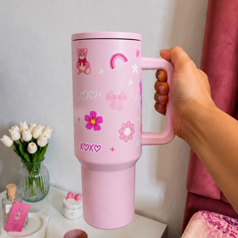 Cute Pink Kawaii Travel Insulated Tumbler