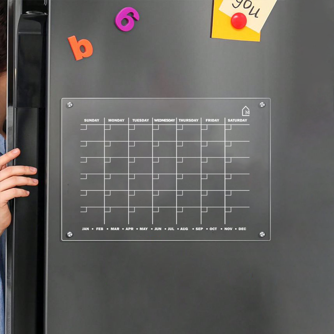 Clear Monthly Plus Weekly Fridge Acrylic Planner | Pens and Reg