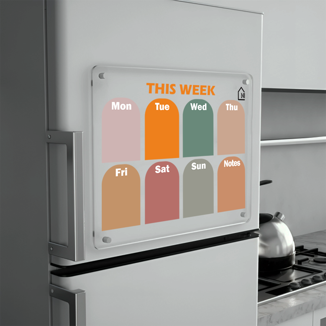 This week Pastel color blocks Acrylic Fridge Planner | Pens and Reg