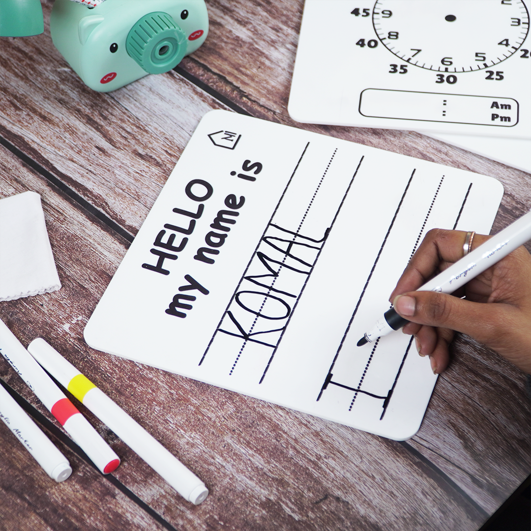 Reusable Kids Name Practice Writing Board with Pen Box & Cleaning Cloth