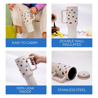 Rainbow Heart Cream Color Tumbler