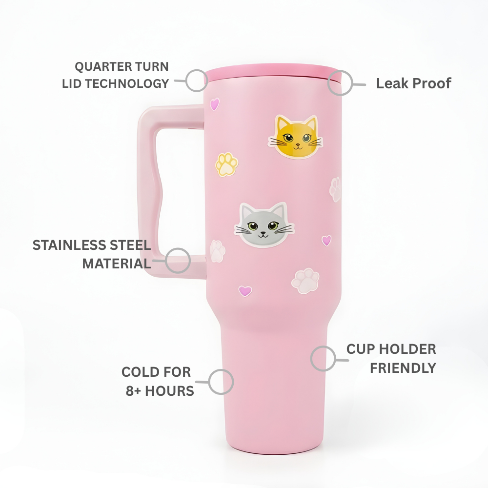 Kitty Charm Insulated Leakproof Tumbler
