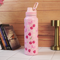 Cute Cherry Print Stainless Steel Water Bottle