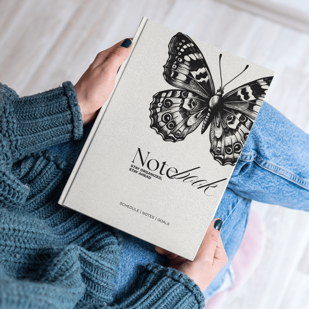 Butterfly Aesthetic Notebook for Notes, Goals & Planning | Minimal Black & White Hardcover Journal
