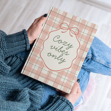 Cozy Vibes Only Aesthetic Notebook | Cute Pastel Checkered Journal for Daily Notes & Journaling