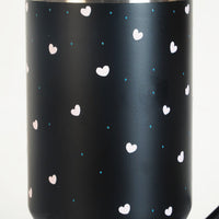 Aesthetic Heart Print Stainless Steel Tumbler with Floral Charm