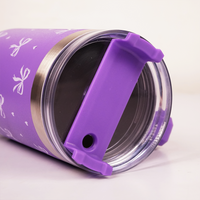 Purple Bow Print Tumbler – Insulated Travel Tumbler with Handle & Straw