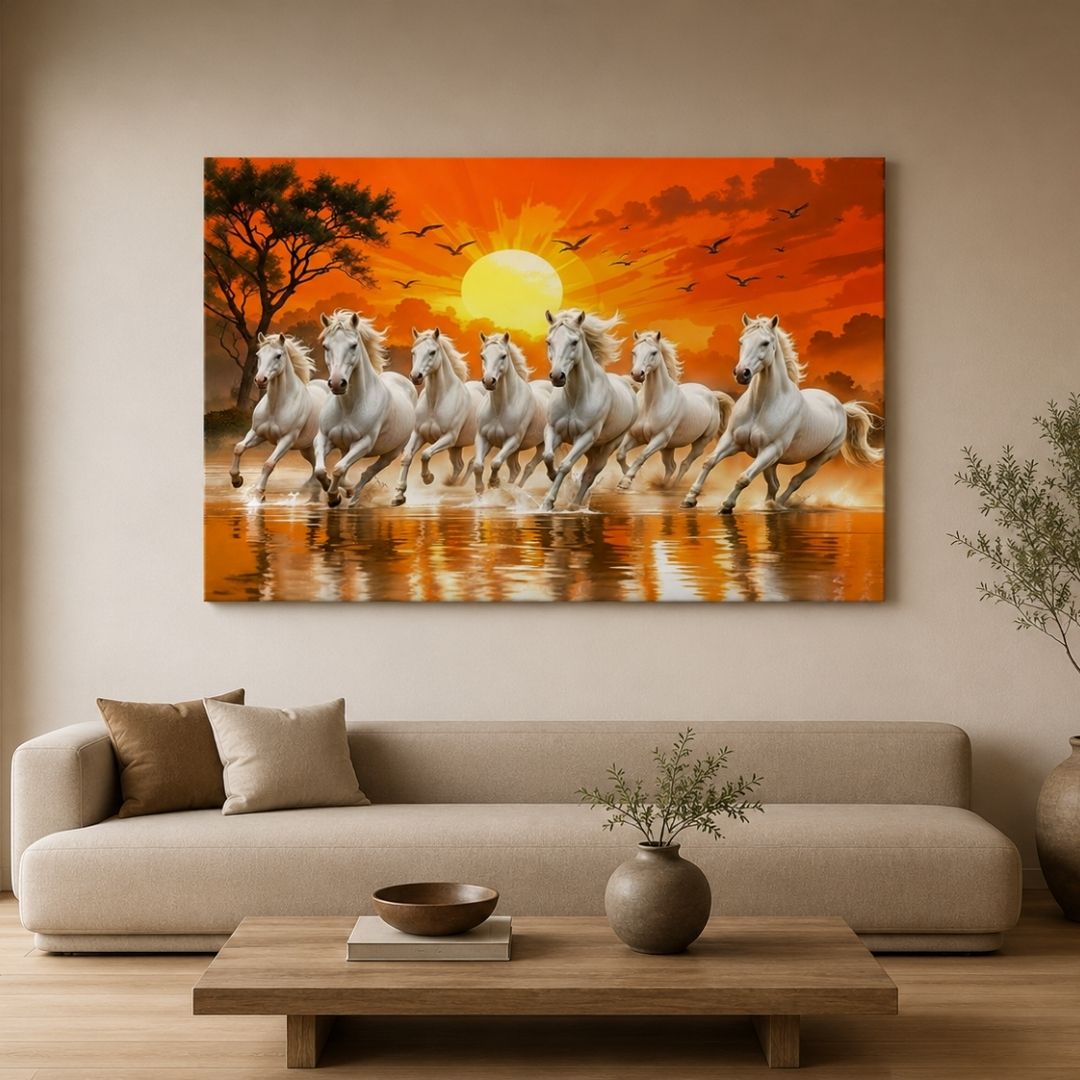Running White Horses Canvas Wall Art for Living Room
