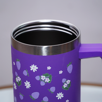 Lavender Strawberry Daisy Floral Stainless Steel Tumbler
