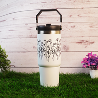 Customized FleurFlow Flipstraw Tumbler with Straw & Lid