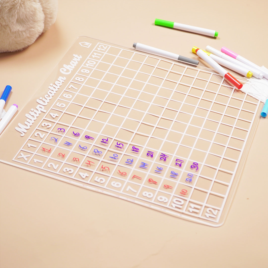 Reusable Multiplication Chart Board for Kids | Washable Math Practice Learning Board
