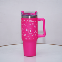 Kawaii Bow Print Design Pink Stainless Steel Tumbler