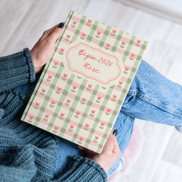 Begin 2026 Here Journal | Cute Floral Aesthetic Daily Diary