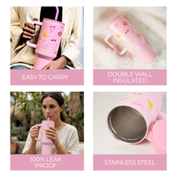Blush Pop Aesthetic Tumbler with Handle, Straw & Spill-Proof Lid