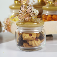 Set-4 Luxury Decorative Storage Jars Set with Pearl & Floral Lid