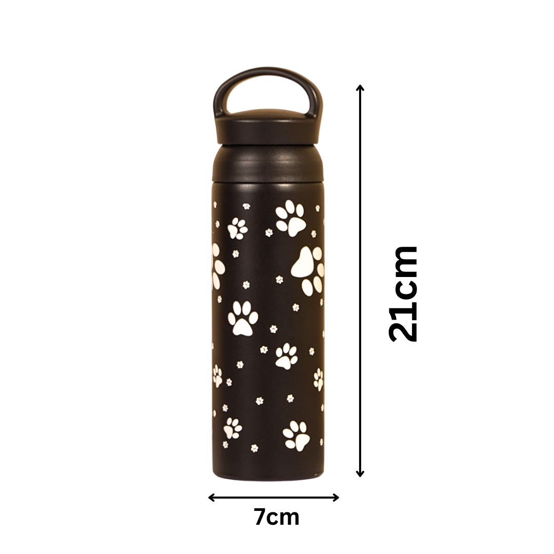 Puppy Paw Vacuum Insulated Tumbler – 490ml Hot & Cold Stainless Steel Bottle with Carry Loop Lid