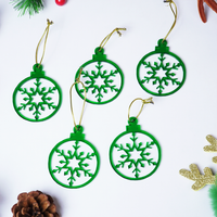 Green Snowflake Christmas Hanging Ornaments – Set of 6