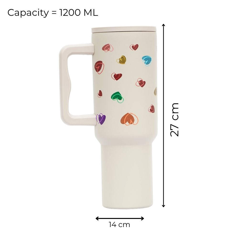 Rainbow Heart Cream Color Tumbler