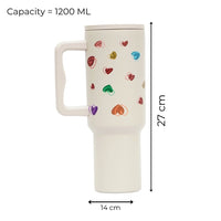 Rainbow Heart Cream Color Tumbler