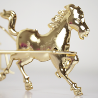 Golden Horse Carriage Showpiece Luxury Metal Decor with Glass Crystal Ball