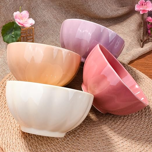 Pastel Charm Ceramic Bowls – Set of 4 | Elegant Multi-Color Serving Bowls for Everyday & Special Occasions