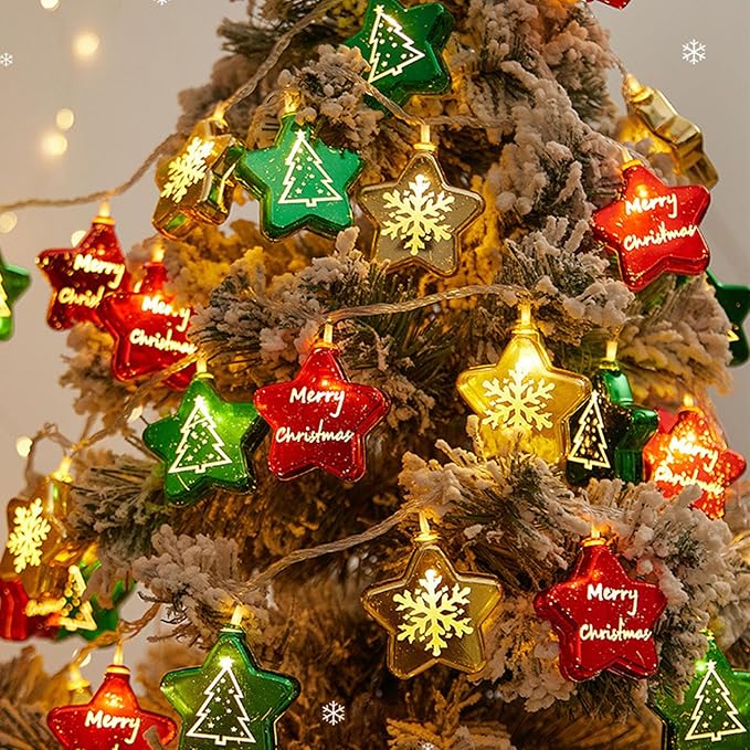 Colorful Christmas Ornament LED Star Lights