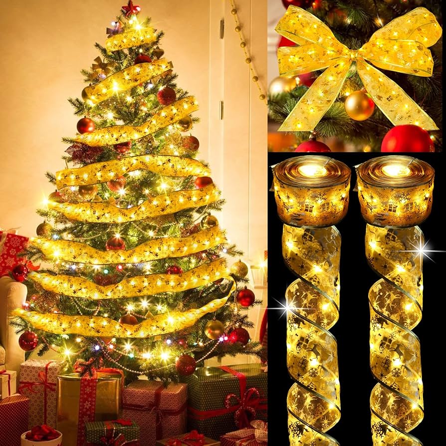 Christmas Decor Ribbon with LED Lights
