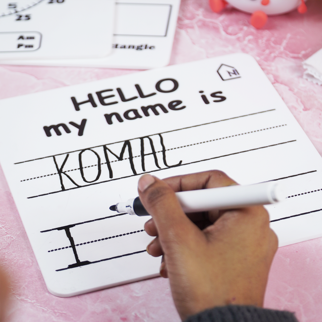 Reusable Kids Name Practice Writing Board with Pen Box & Cleaning Cloth