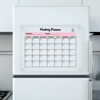 Monthly Acrylic Fridge Planner with Week days | Pens and Reg