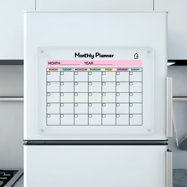 Monthly Acrylic Fridge Planner with Week days | Pens and Reg