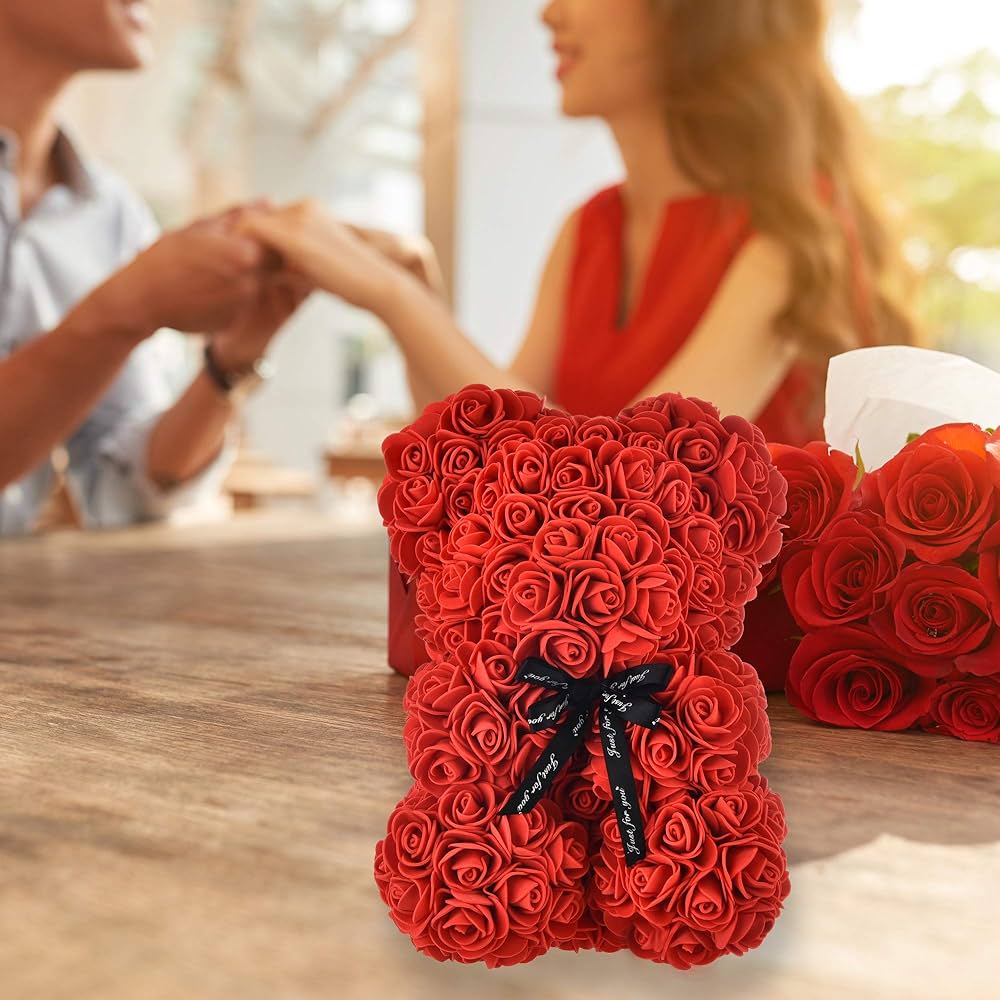 Rose Teddy Bear – Romantic Artificial Flower Bear Gift for Love & Special Moments
