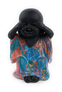 Polyresin Little Baby Monks Buddha (Standard, Black) - 3 Piece