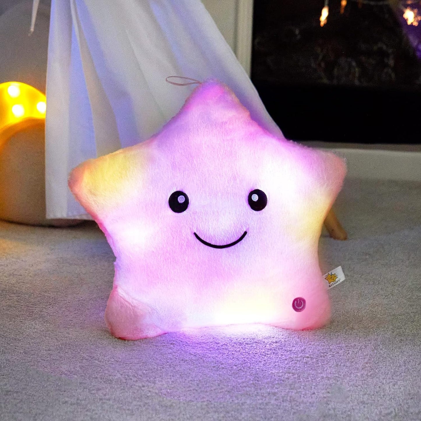 Twinkle Star Glowing LED Night Light Plush Pillows Stuffed Toys (Available in Blue, Pink, Purple, Yellow, White)