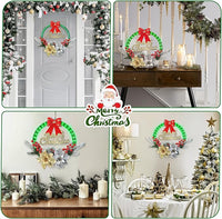 LED Christmas Wreath with Flowers & Red Bow – 30cm