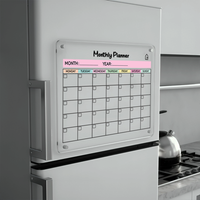 Monthly Acrylic Fridge Planner with Week days | Pens and Reg