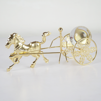 Golden Horse Carriage Showpiece Luxury Metal Decor with Glass Crystal Ball